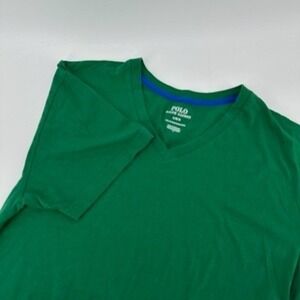 Polo Ralph Lauren Green V Neck T-Shirt Mens Large Cotton Casual Short Sleeve